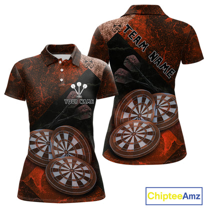 Triple Dartboards Grunge Darts Shirt For Women Custom Name For Players | Opt2 - Red NYN0686