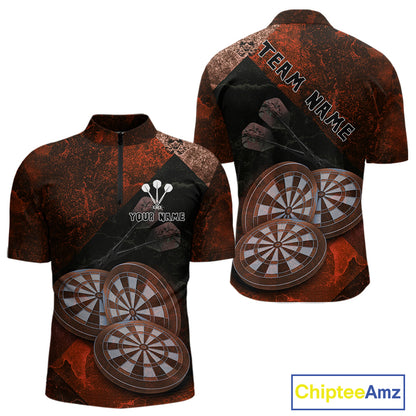 Triple Dartboards Grunge Darts Shirt For Men Custom Name For Players | Opt2 - Red NYN0686
