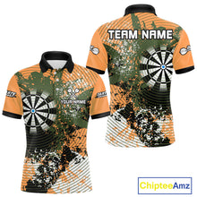 Load image into Gallery viewer, Dartboard Colorful Grunge Men's Darts Shirt Custom Name For Players | Opt2 - Orange NYN0688