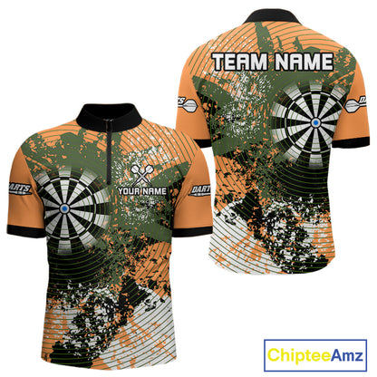 Dartboard Colorful Grunge Men's Darts Shirt Custom Name For Players | Opt2 - Orange NYN0688