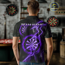 Load image into Gallery viewer, Custom Lightning Purple And Black Darts Polo Shirt For Men Darts Tournament Jerseys NYN0951