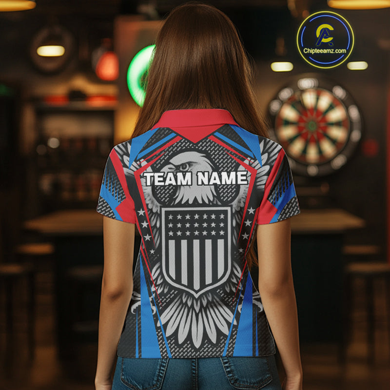 US Flag Eagle Multi Color Women's Dart Shirt - Custom Team Name For Darts Jersey NYN0452
