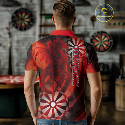 Dragon & Dartboard Custom Darts Polo Shirt For Men - Personalized Name & Team NYN0722