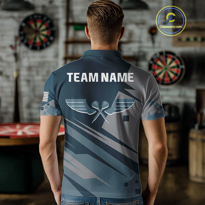 Blue Cracked Dartboard Custom Darts Polo Shirt For Men - Darts Team Jersey NYN0725