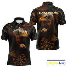 Load image into Gallery viewer, Custom Eagle Grunge Dartboard Polo Dart Shirt For Men US Flag Patriotic Dart Jersey NYN1332