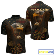 Load image into Gallery viewer, Custom Eagle Grunge Dartboard 1/4-Zip Dart Shirt For Men US Flag Patriotic Dart Jersey NYN1332