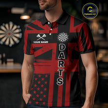 Load image into Gallery viewer, Dartboard Shield US Flag - Men's Patriotic Darts Shirt - Custom Name For Players NYN0489