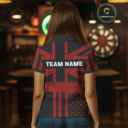 Dartboard Shield US Flag - Women's Patriotic Darts Shirt - Custom Name For Players NYN0489