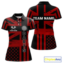 Load image into Gallery viewer, Dartboard Shield US Flag - Women's Patriotic Darts Shirt - Custom Name For Players NYN0489