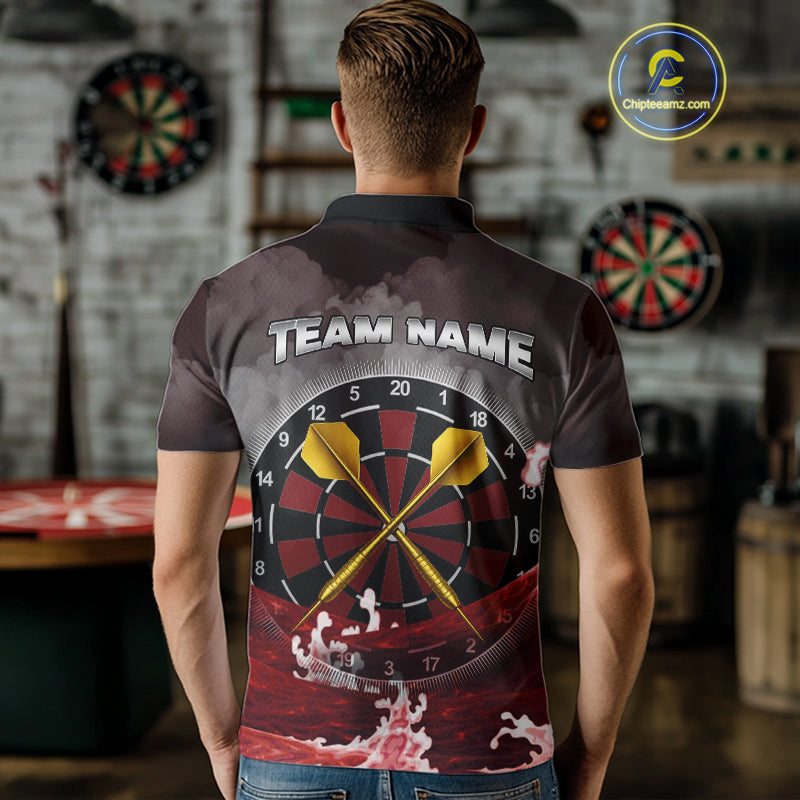 Scarlet Ocean With Golden Arrows - Men's Darts Team Shirt - Custom Name For Players NYN0492