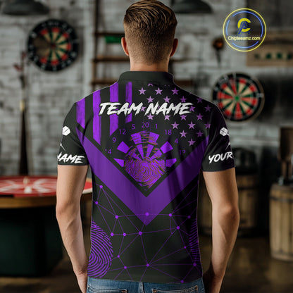 It's In My DNA Custom Purple Grunge Dart Polo Shirt For Men US Flag Dart Jerseys NYN1367