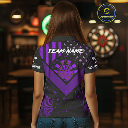 It's In My DNA Custom Purple Grunge Dart Polo Shirt For Women US Flag Dart Jerseys NYN1367