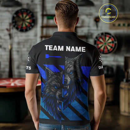 Personalized Azure Wolf & Arrow Men's Darts Shirt - Custom Name For Darts Jersey NYN0517