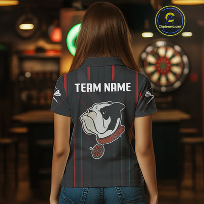 Personalized Bulldog With Darts Necklace Women's Darts Shirt - Custom Name For Players NYN0522