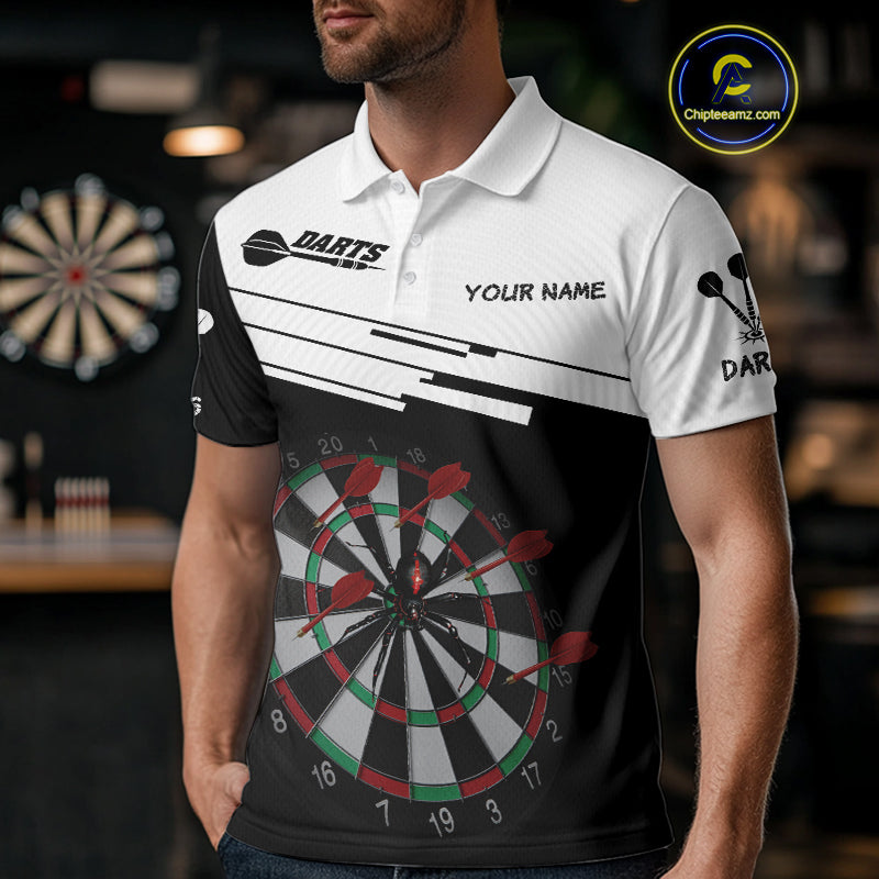 Red Dart Arrows & Black Spider Darts Shirt For Men - Custom Dart Player Uniform NYN0525