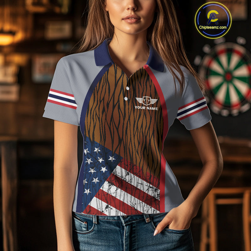 US Flag Dartboard Grunge Patriotic Darts Shirt For Women - Custom Dart Player Jersey NYN0528