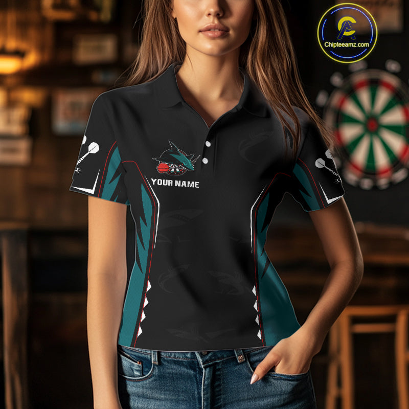 Azure Shark Holding Dart Arrow Darts Shirt For Women - Custom Dart Player Jersey NYN0538