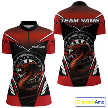 Load image into Gallery viewer, Maroon Cobra &amp; Dartboard Women's Darts Quarter-Zip Shirt - Custom Name For Darts Jersey NYN0752