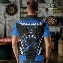 Load image into Gallery viewer, Azure Cobra &amp; Dartboard Men's Darts Polo Shirt - Custom Name For Darts Jersey NYN0753