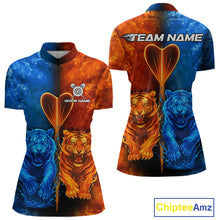 Load image into Gallery viewer, Water-Flame Tiger Dart Arrow Women's Darts 1/4-Zip Shirt - Custom Name For Darts Jersey NYN0757