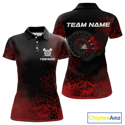 Red Arrows & Dartboard Women's Darts Polo Shirt - Custom Name For Darts Jersey NYN0759