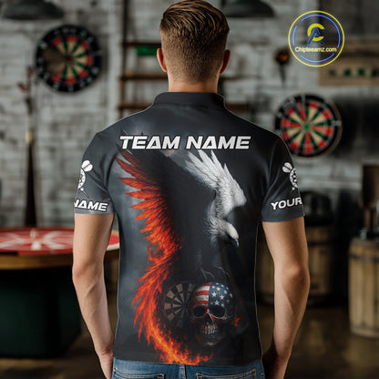 Custom Patriotic Dart Shirt For Men Personalized Skull Red Eagle Dart Team Jerseys NYN1060