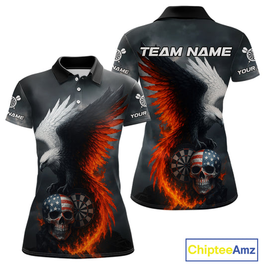 Custom Patriotic Dart Shirt For Women Personalized Skull Red Eagle Dart Team Jerseys NYN1060