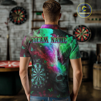 Custom Colorful Smoke Skull Dartboard Men Dart Shirt Outfits Butterflies Dart Jerseys NYN1064