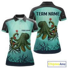 Load image into Gallery viewer, Custom Women's Darts Polo Jersey Green Octopus Play Dart Arrows For Darts Team NYN0767