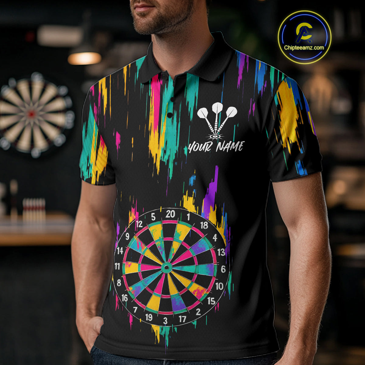 Custom Colorful Grunge Dartboard Darts Jerseys For Men, Darts Team Shirt Personalized NYN1093