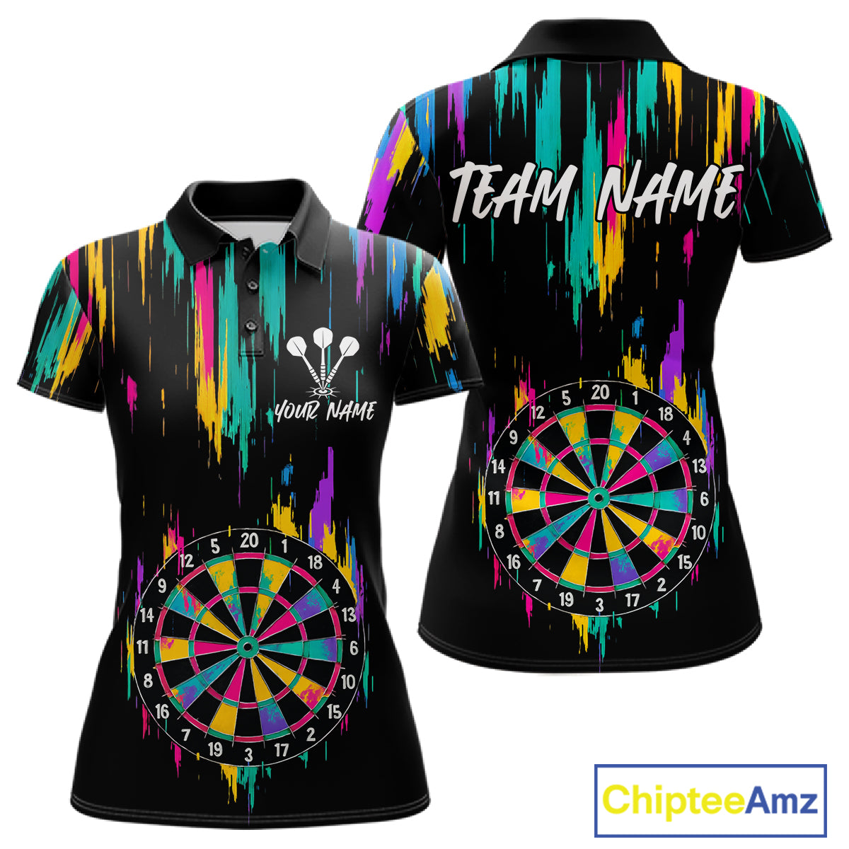 Custom Colorful Grunge Dartboard Darts Jerseys For Women, Darts Team Shirt Personalized NYN1093