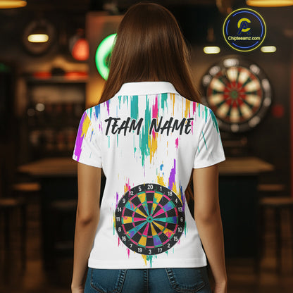 Custom Colorful Grunge Dartboard Darts Jerseys For Women, Darts Team Shirt Personalized NYN1094