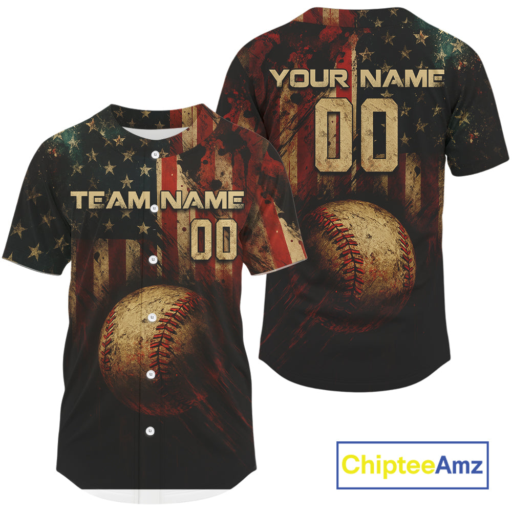 Men's Retro Baseball Jersey Custom US Flag Patriotic Baseball, Youth Baseball Jerseys NYN1138