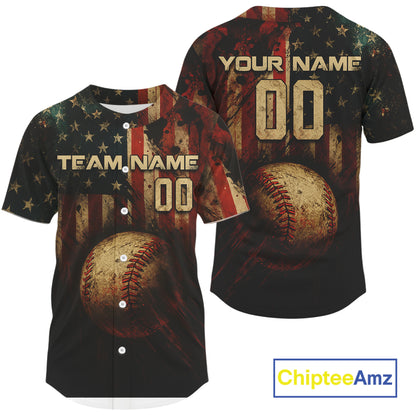 Men's Retro Baseball Jersey Custom US Flag Patriotic Baseball, Youth Baseball Jerseys NYN1138