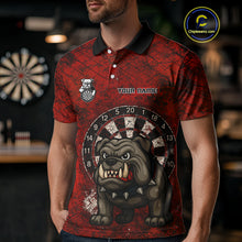 Load image into Gallery viewer, Bull Dog And Dartboard Red Grunge Darts Shirt For Men - Custom Name &amp; Team Jersey NYN0596