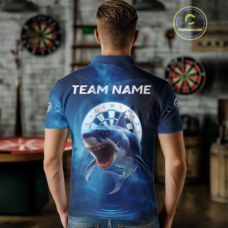 Personalized Fishing Shark & Dartboard Custom Dart Polo Shirts For Men, Dart Jerseys NYN0789