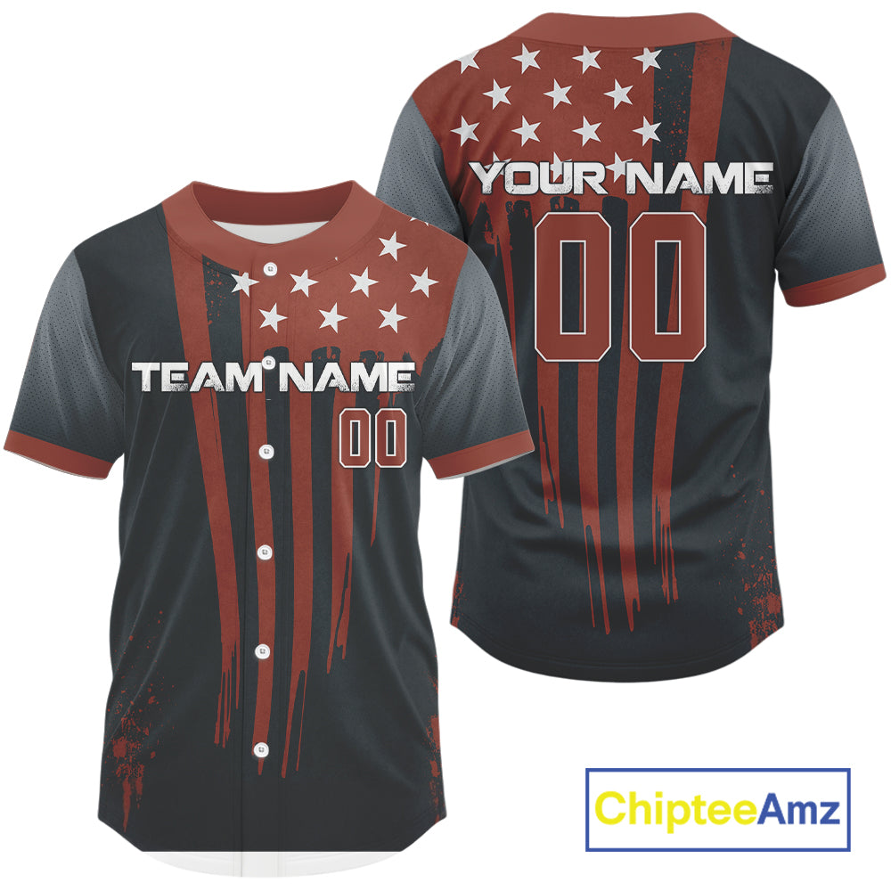 Personalized US Flag Baseball Jerseys Custom Patriotic Baseball Jersey For Men & Newborns NYN1181