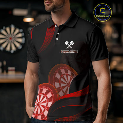Three Red-Dartboard 3D Tribals Dart Shirt For Men - Custom Name & Team Jersey NYN0624