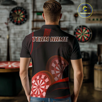 Three Red-Dartboard 3D Tribals Dart Shirt For Men - Custom Name & Team Jersey NYN0624