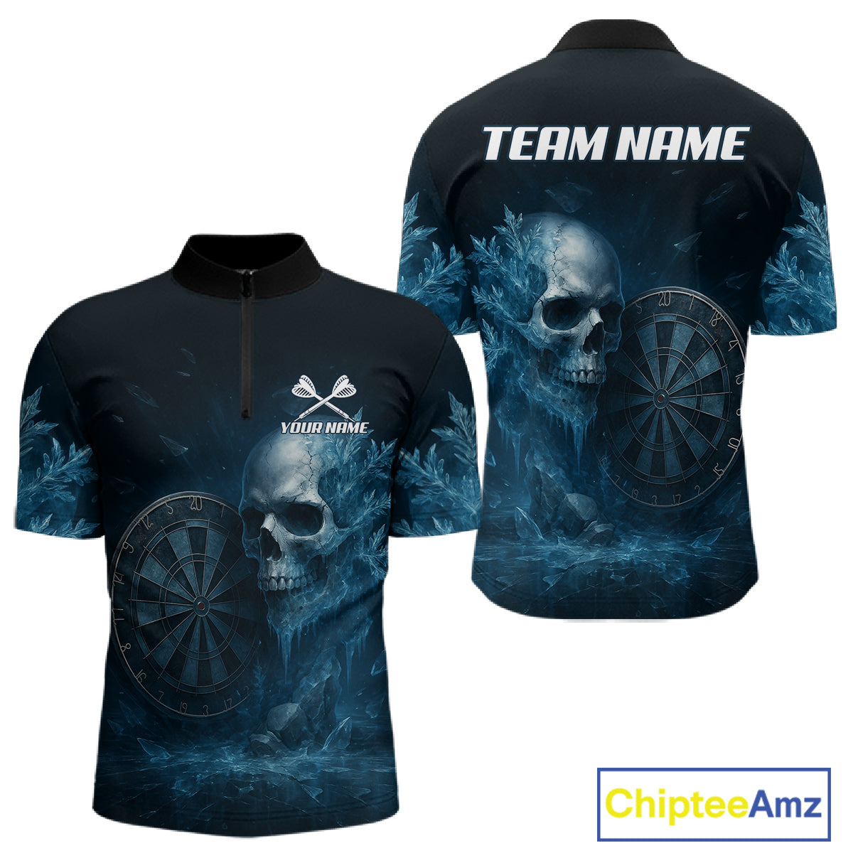 Custom Men Darts Shirt With Icy Skull Personalized Team Dartboard Darts Jerseys NYN1215