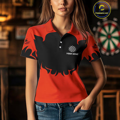Maroon Phoenix Wings Dart Arrow Darts Shirt For Women - Custom Team & Player Name NYN0364
