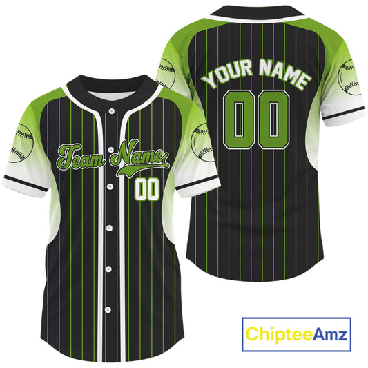 Green And White Pinstripe Baseball Jersey For Men Custom Youth Classic Baseball Shirt NYN0817