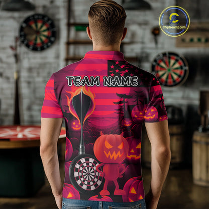 Pumpkin Play Darts Custom Halloween Dart Polo Shirts For Men, Funny Dart Jerseys NYN0808
