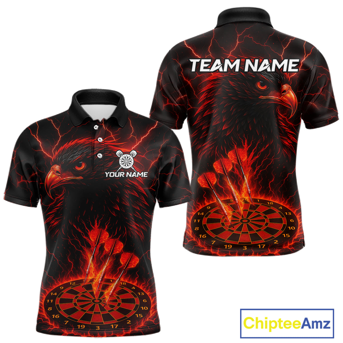 Personalized Lightning Eagle Dart Shirt Custom Red Dartboard Dart Jerseys For Men NYN1222