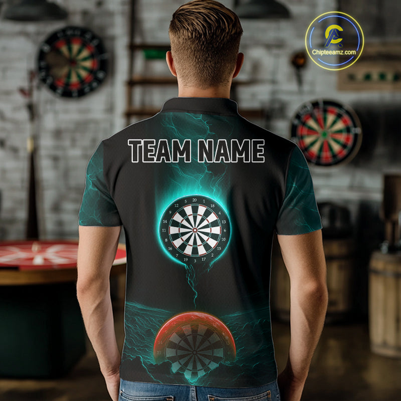 Thunder Dartboards Men's Darts Shirt - Custom Name & Team | Opt2 - Turquoise Orange NYN0632