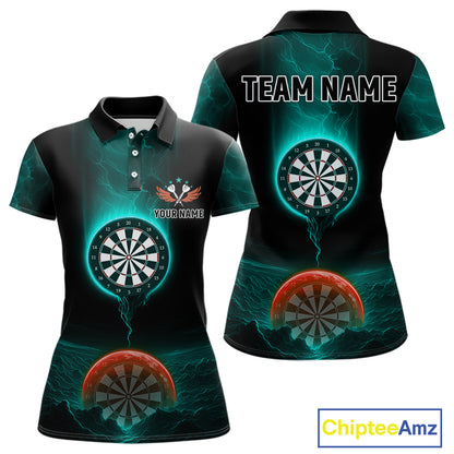 Thunder Dartboards Women's Darts Shirt - Custom Name & Team | Opt2 - Turquoise Orange NYN0632