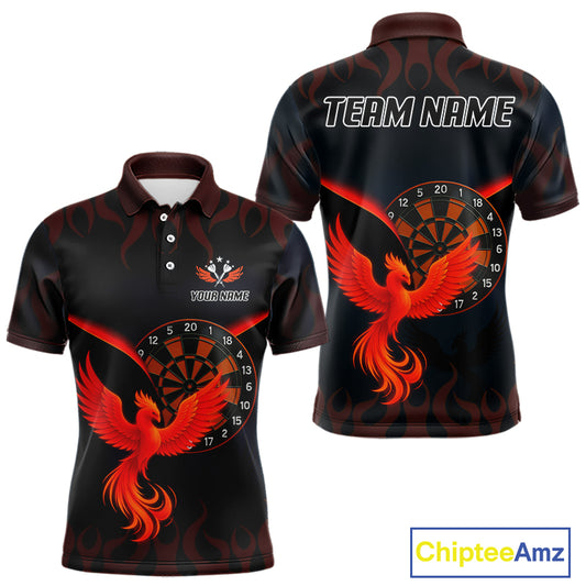 Phoenix Flame Dartboards Men's Darts Shirt - Custom Name & Team Jersey | Opt1 - Orange  NYN0636
