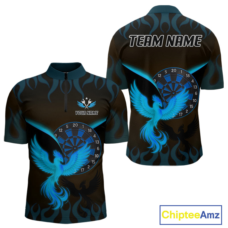 Phoenix Flame Dartboards Men's Darts Shirt - Custom Name & Team Jersey | Opt2 - Turquoise NYN0637