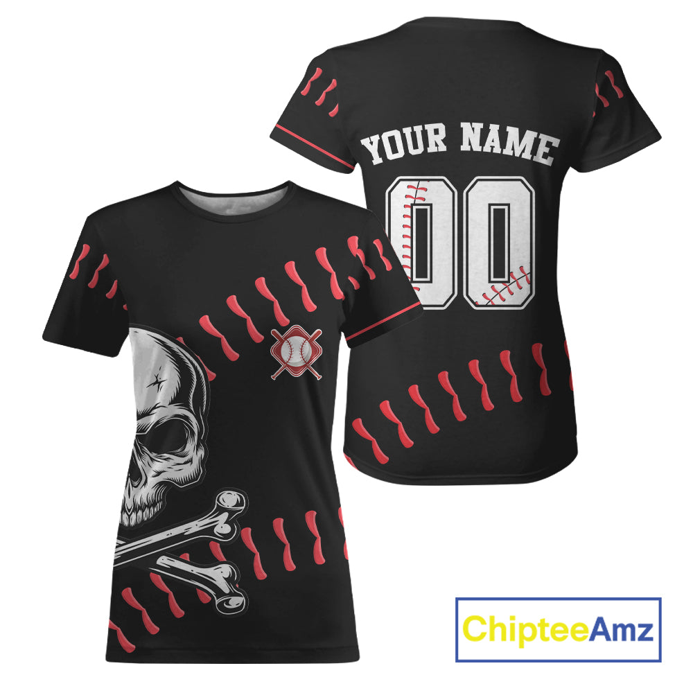 Black And Red Skull Baseball Jersey For Women Custom Halloween Youth Baseball Shirts NYN0833