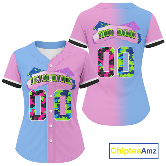 Custom Hiphop Baseball Jersey For Women Retro Streetwear Button Up Baseball Shirt NYN0856